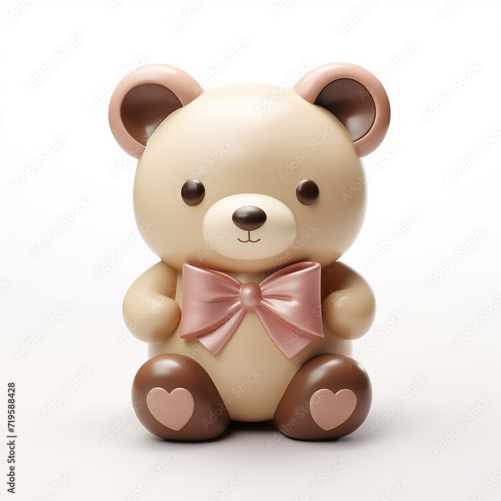 Cute plastic bear toy stylized 3d render icon in pastel colors illustration isolated on white background Cute plastic bear toy stylized 3d render icon in pastel colors illustration isolated on white background