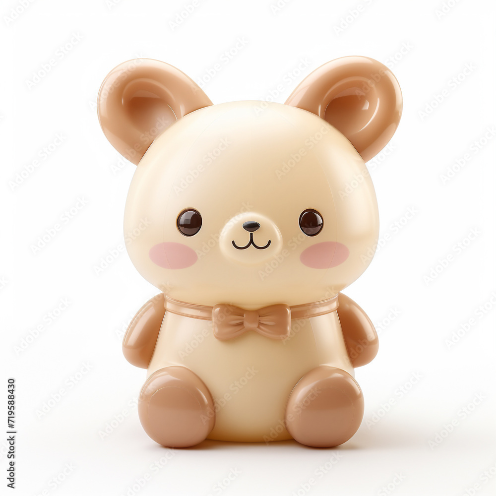 Cute plastic bear toy stylized 3d render icon in pastel colors illustration isolated on white background Cute plastic bear toy stylized 3d render icon in pastel colors illustration isolated on white background