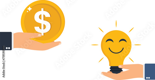 Venture capital and project pitching for funding or VC investment, Selling idea for money or angel investment for startup project concept,
