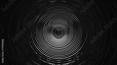 Spreading circles on dark background. Motion. Hypnotic animation with expanding circles from center. Centralized circles with hypnotic effect on black background  photo