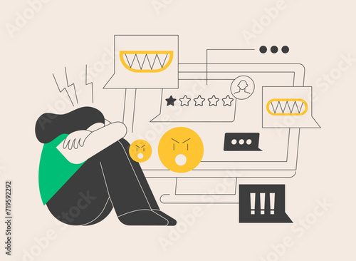 Cyberbullying abstract concept vector illustration.