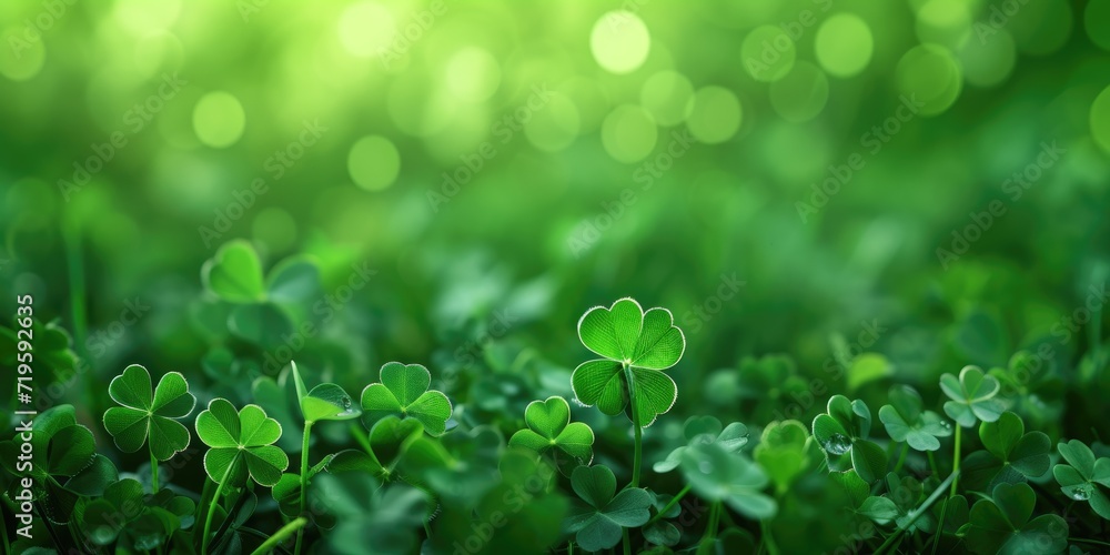 Three-leaved shamrocks green background Three-leaved shamrocks green background