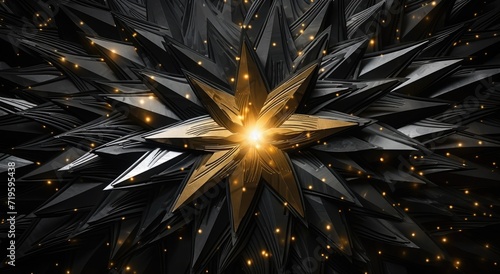 shining yellow star with black background