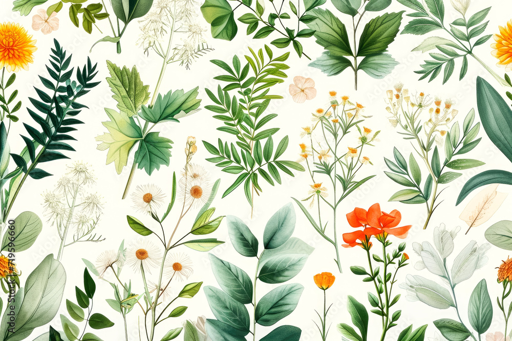 Fototapeta premium A nature-inspired design with botanical illustrations