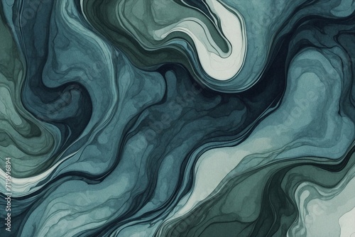 acrylic abstract background with green waves