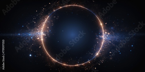 Indigo luminescence glitter circle of light shine sparkles and rose gold glow spark particles