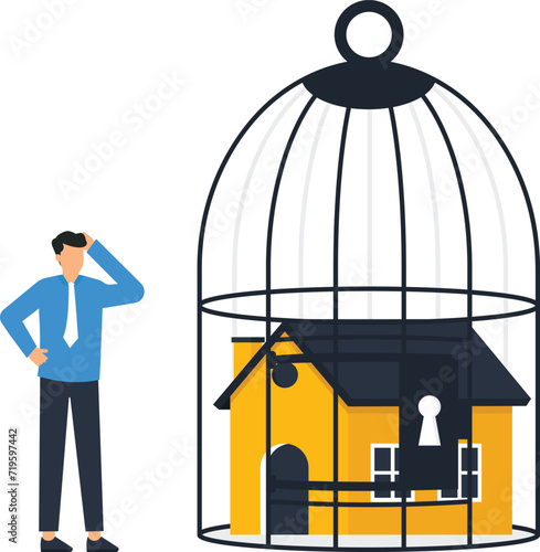 Mortgage payment problems or housing debt in economic crisis concept,
