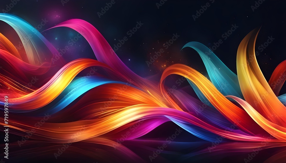 abstract colorful and light design for desktop background wallpaper, vibrant colors, aura, fairy, magic theme, smooth waves.