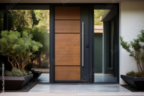 Modern Steel and Wood Front Door, Contemporary Exterior Door Idea photo