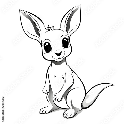 Adorable baby kangaroo vector illustration for a kids' coloring book