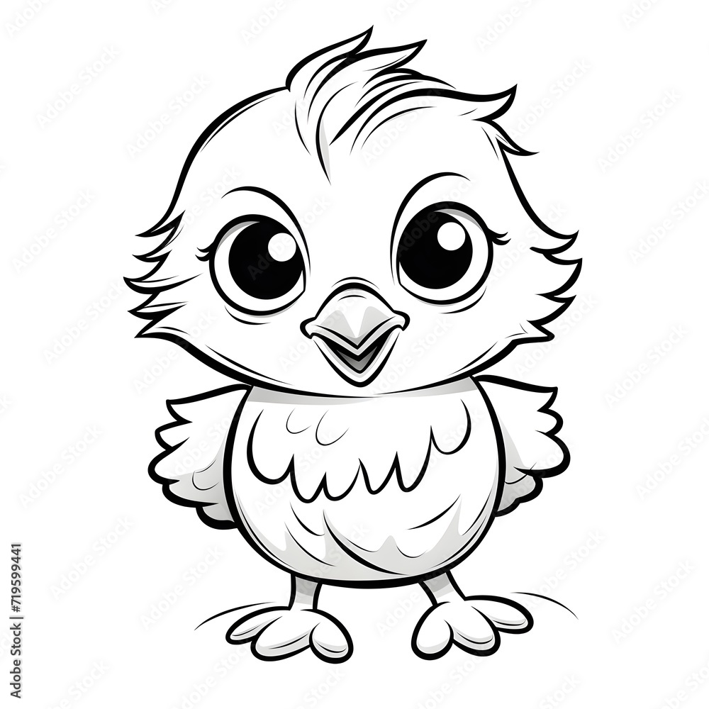 Adorable baby chick vector illustration for a kids' coloring book