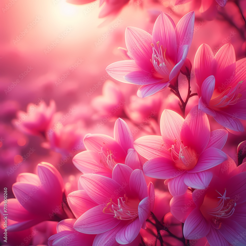  a visually stunning background featuring beautiful pink flowers in full bloom, Generative Ai