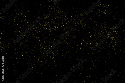 Space star sky. Gold light pattern texture on black backdrop. Abstract starlight. Yellow glitter background. Golden Explosion of Confetti. Vector illustration.	
 photo