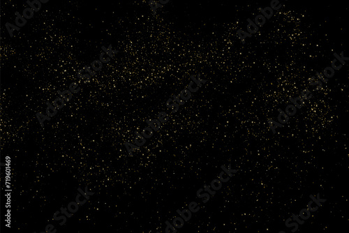 Obraz na płótnie Space star sky. Gold light pattern texture on black backdrop. Abstract starlight. Yellow glitter background. Golden Explosion of Confetti. Vector illustration.
w salonie