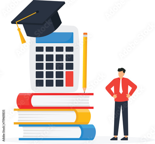 Education fund and cost and expense in books, course study, Saving money to achieve degree and graduation concept,
