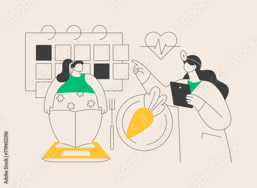 Childrens weight loss program abstract concept vector illustration.