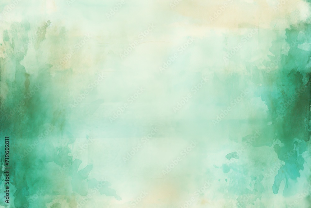Jade watercolor abstract painted background on vintage paper background