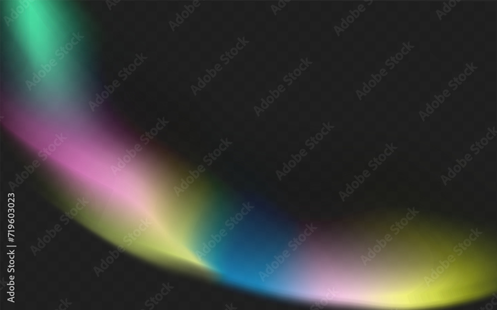 A set of colourful vector lens, crystal rainbow light and flare transparent effects.Overlay for backgrounds.Triangular prism concept. A set of colourful vector lens, crystal rainbow light and flare transparent effects.Overlay for backgrounds.Triangular prism concept.