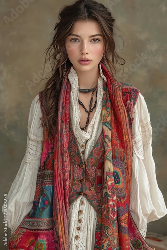 Bohemian Style Woman in Artistic Portrait