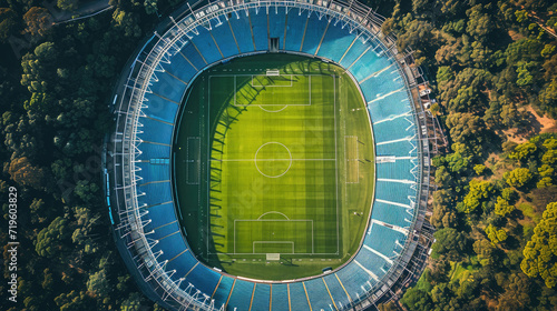 Aerial View of a Secluded Soccer Stadium