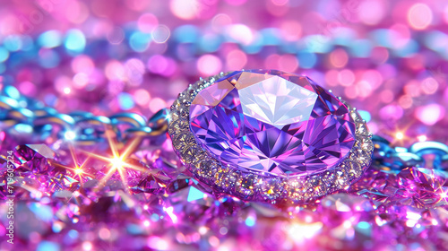 Sparkling Purple Gemstone with Glitter