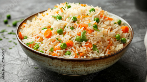 Tricolor Tiranga Rice for Indian Republic and Independence day, served in a ceramic plate, selective focus. Generative AI 