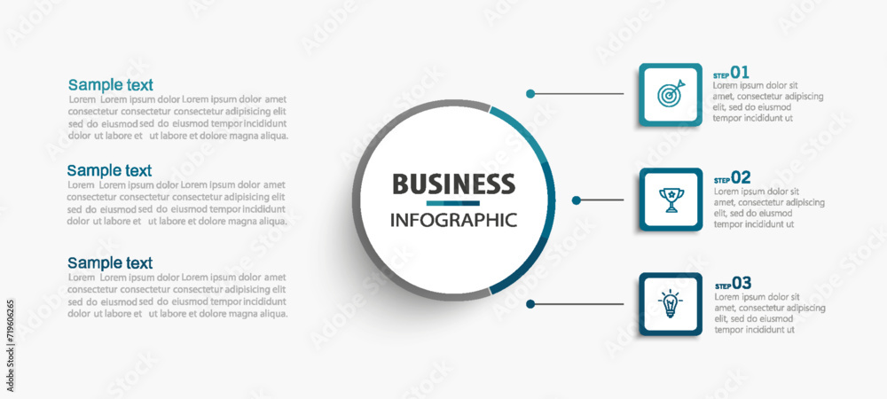 Modern business infographic template with 3 options or steps Modern business infographic template with 3 options or steps