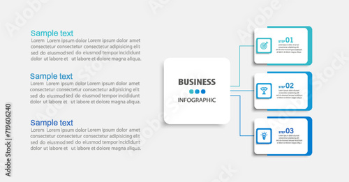Modern business infographic template with 3 options or steps 