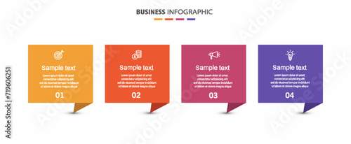 Vector infographic template with 4 steps for business. Can be used for workflow layout, presentations, diagram, annual report, web design 