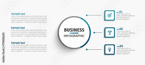 Modern business infographic template with 3 options or steps	