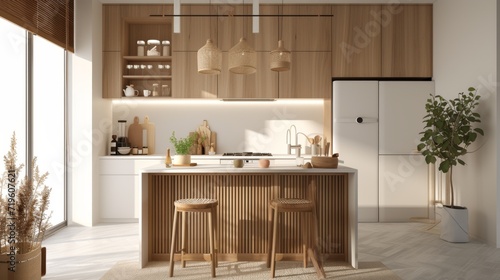 Warm Wood Tones in Minimalist Kitchen