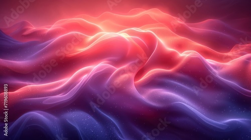  a computer generated image of a red and blue wave with a red light in the middle of the wave and a red light in the middle of the wave at the top of the wave.