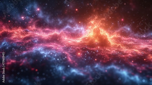  a space filled with lots of stars and a bright red and blue light coming out of the center of the space in the middle of the center of the picture.