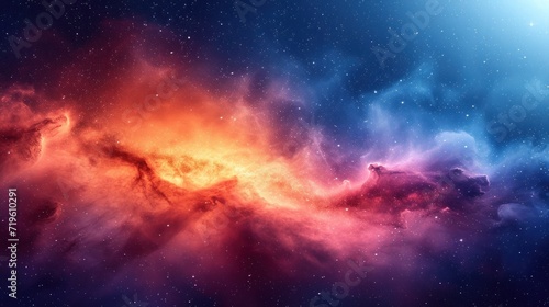  an image of a space scene with stars and a bright orange and blue star in the center of the image and a bright orange and blue star in the middle of the image.