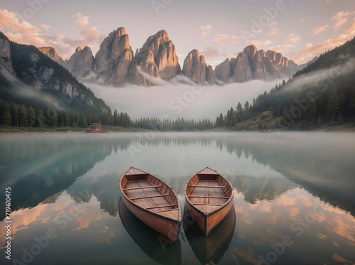 Landscape of a sunrise on the lake