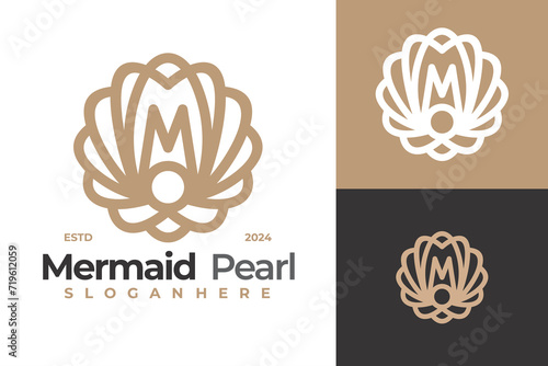 Letter M Flower Pearl Logo Design Vector Template