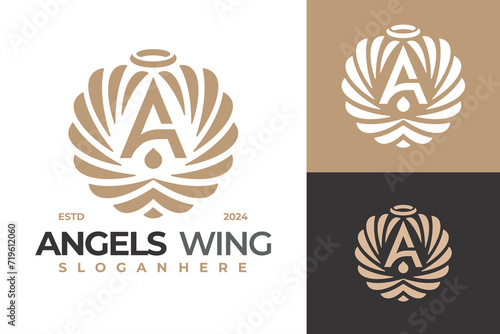 Letter A Angels Wings Logo Design Vector Template