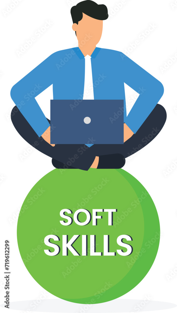 Soft skills or personal attributes to be successful, Confident businessman with elements of soft skills and time management or communication skills concept,.
Soft skills or personal attributes to be successful, Confident businessman with elements of soft skills and time management or communication skills concept,.