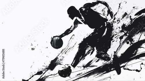 basketball player black and white abstract art photo