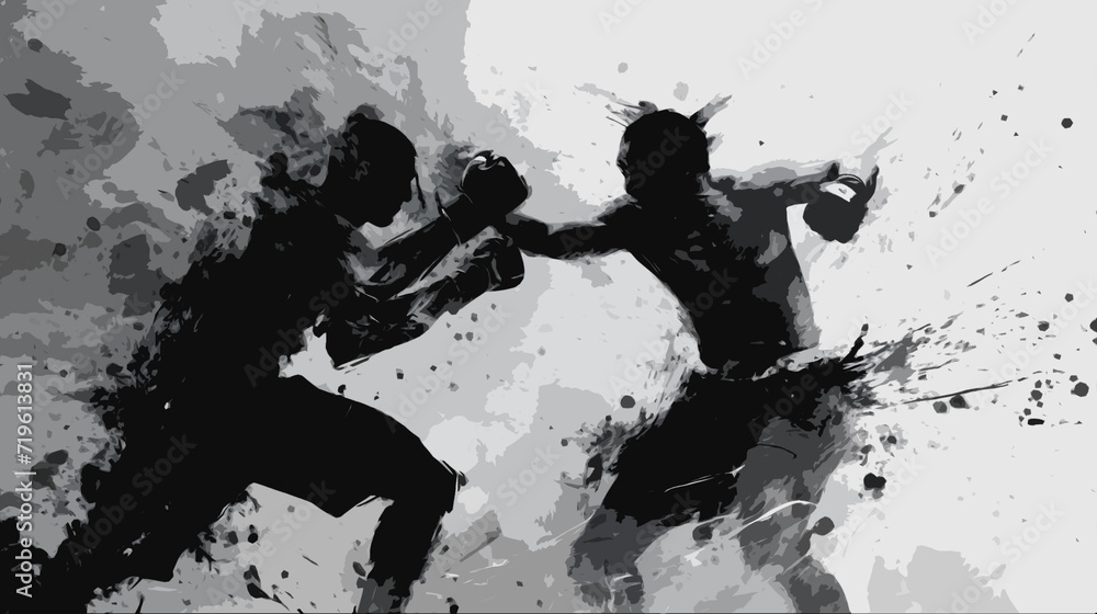Fototapeta boxing black and white abstract art
