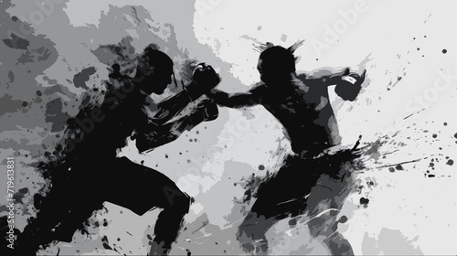 boxing black and white abstract art photo