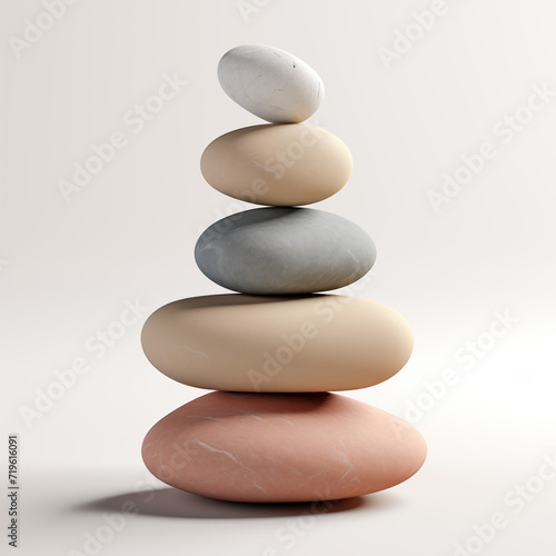 zen stones isolated on white  stack of yoga stones