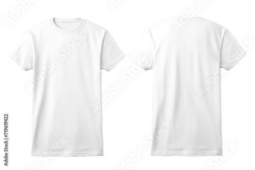 Blank front and back view white t-shirt template on transparent background. Mockup template for artwork graphic design.