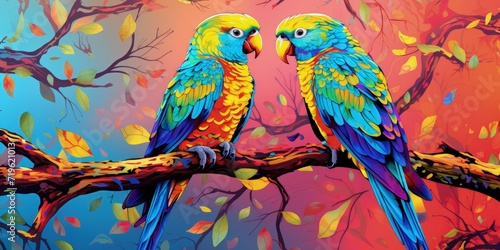 Colorful parrots  Generative AI