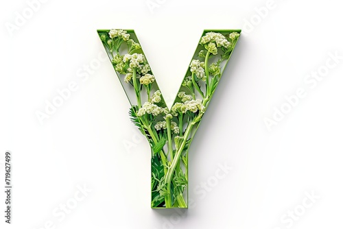 3d modern style isolated white background yarrow flower letter  y  in creative design photo