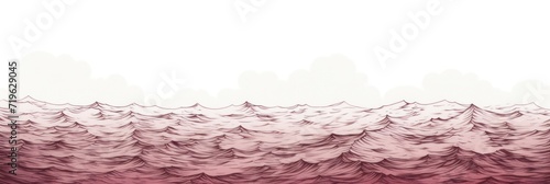 Minimal pen illustration sketch maroon & white drawing of an ocean surface photo
