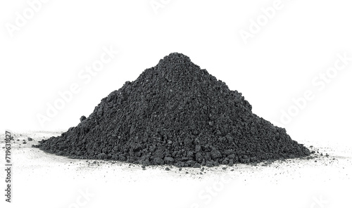 Pile of black clay powder isolated on a white background