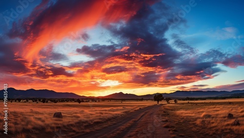 sunset with clouds over landscapes, namibia skyscape