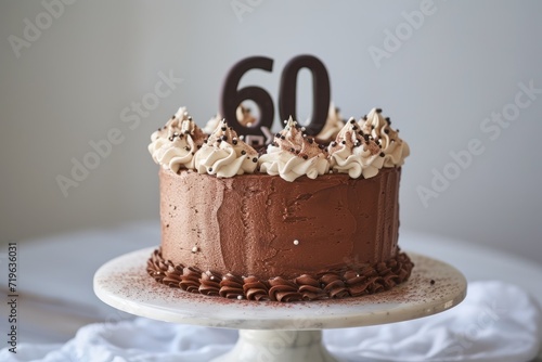 A high-quality chocolate cake for 60 year birthday or anniversary.