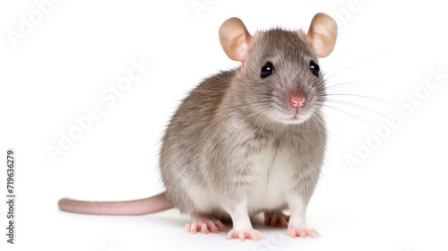 Adorable Rodent: Rat on a clean white background, showcasing the cute and furry charm of this small pet